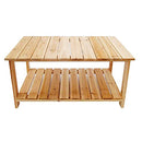 Festival Depot 37.5" Patio Coffee Table Wooden Table with Storage Shelf Outdoor Furniture for Lawn Deck, Natural Finish