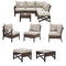 Festival Depot 6 Pieces Patio Conversation Set Outdoor Furniture Sectional Corner Sofa with All-Weather Brown Wicker Back Chair, Coffee Table, Ottoman and Thick Soft Removable Couch Cushions