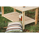 Festival Depot 37.5" Patio Coffee Table Wooden Table with Storage Shelf Outdoor Furniture for Lawn Deck, Natural Finish