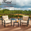 Festival Depot Metal Outdoor Furniture Side End Coffee Table Patio Bistro Square Dining Table Top with Steel Legs Black