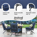 Festival Depot Patio Conversation Set Outdoor Furniture 50,000 BTU Propane Fire Pit Table Gas and Armrest Chair with Thick & Soft Cushions for Garden, Pool, Backyard